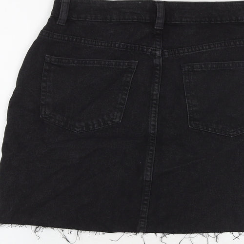 Denim & Co. Womens Black Cotton A-Line Skirt Size 8 Zip - Raw Hem