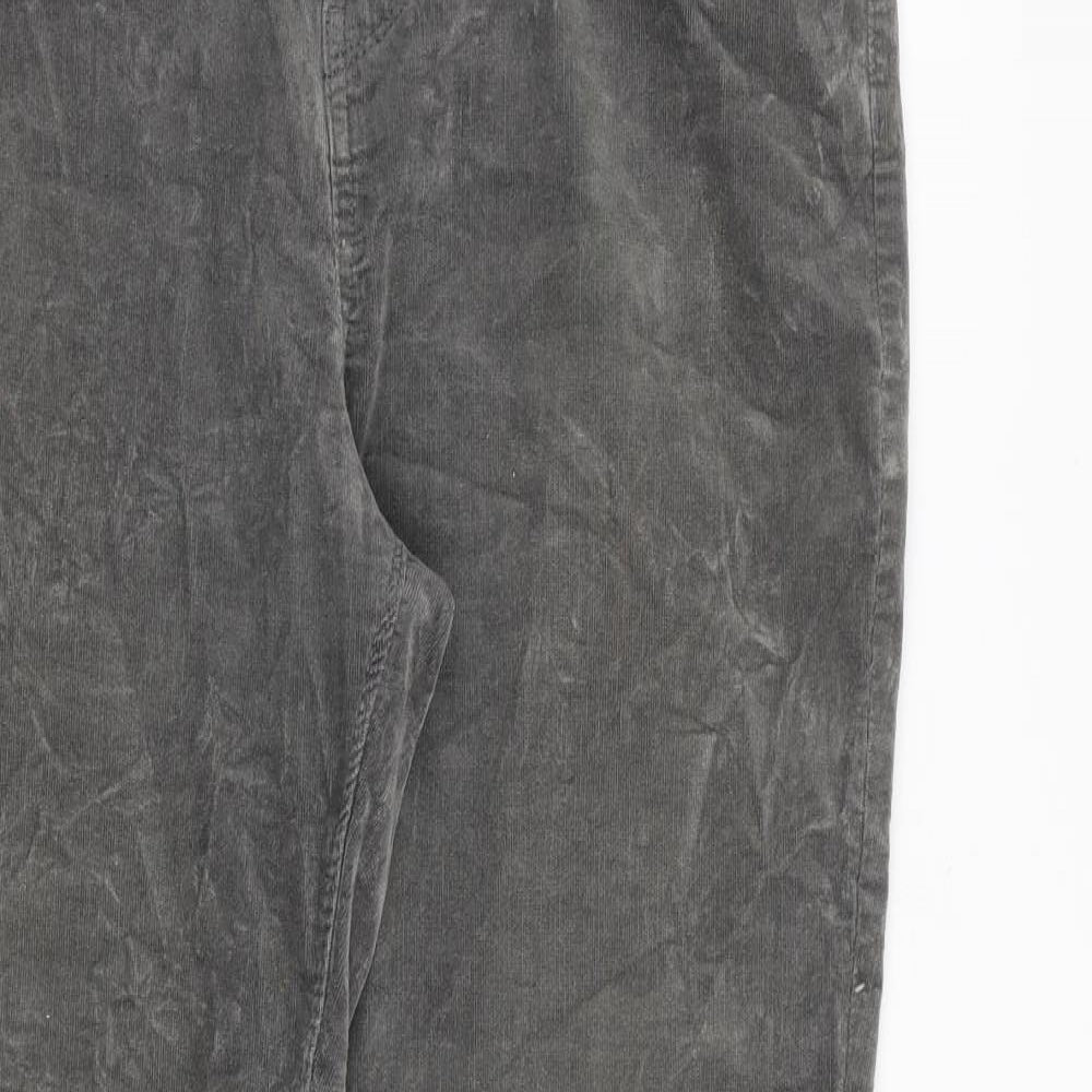 Per Una Womens Grey Cotton Trousers Size 14 L30 in Regular Zip