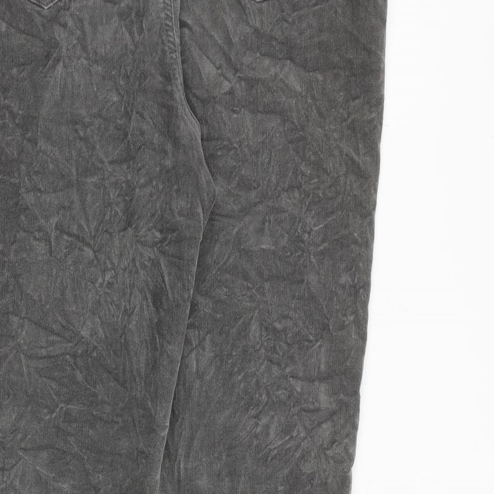 Per Una Womens Grey Cotton Trousers Size 14 L30 in Regular Zip