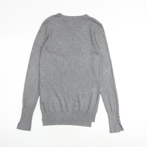 Zara Womens Grey Round Neck Viscose Pullover Jumper Size M