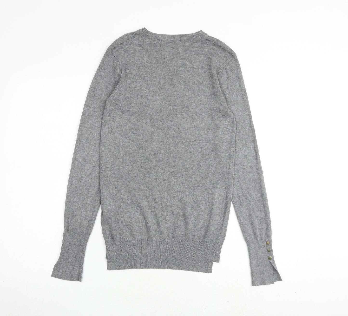 Zara Womens Grey Round Neck Viscose Pullover Jumper Size M