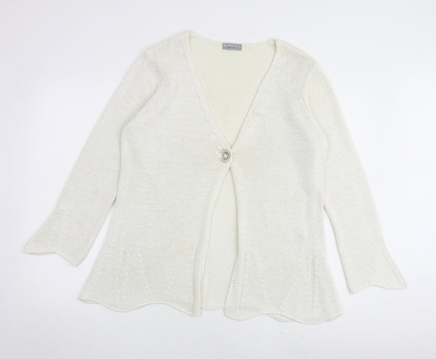 Per Una Womens Ivory V-Neck Acrylic Cardigan Jumper Size L