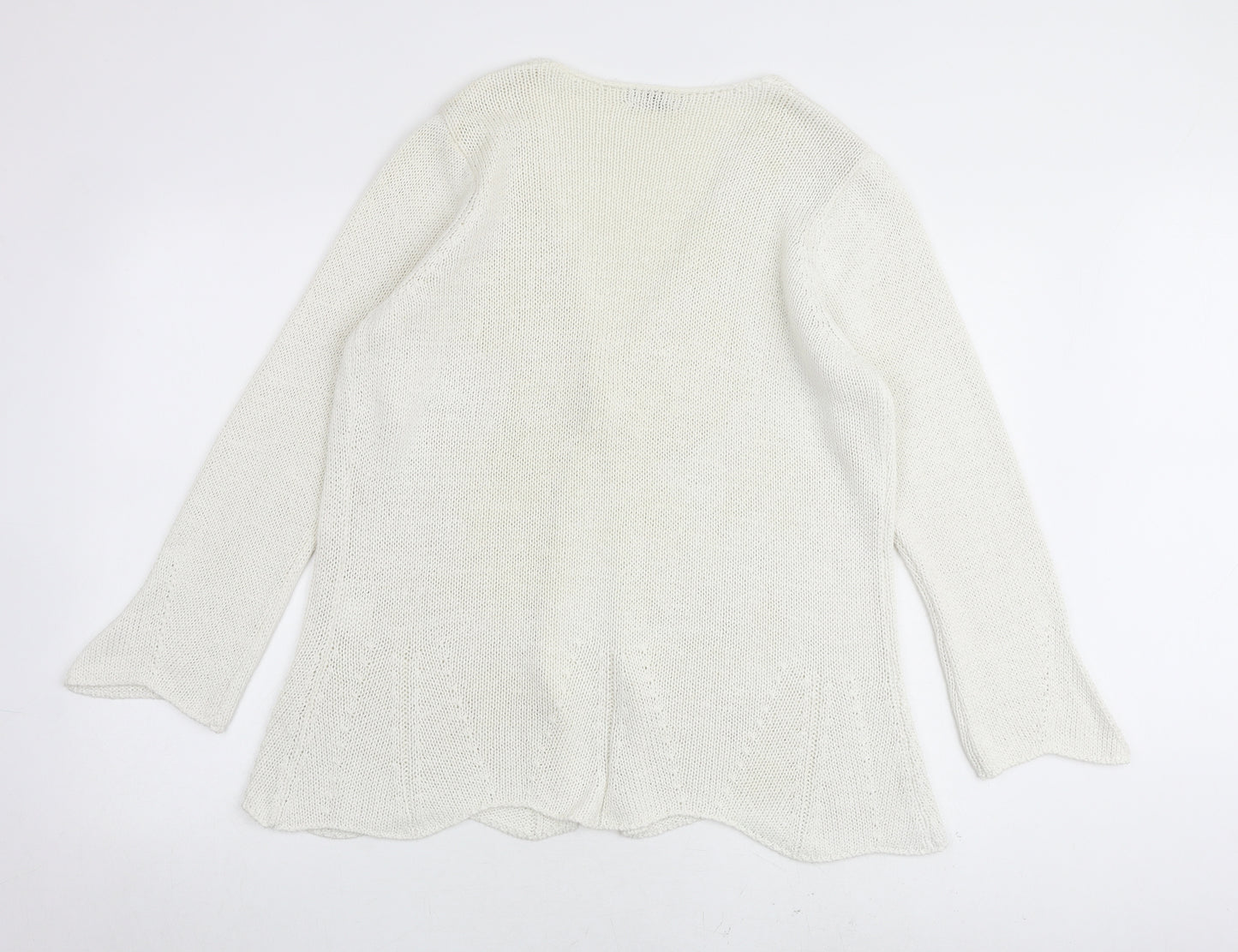 Per Una Womens Ivory V-Neck Acrylic Cardigan Jumper Size L