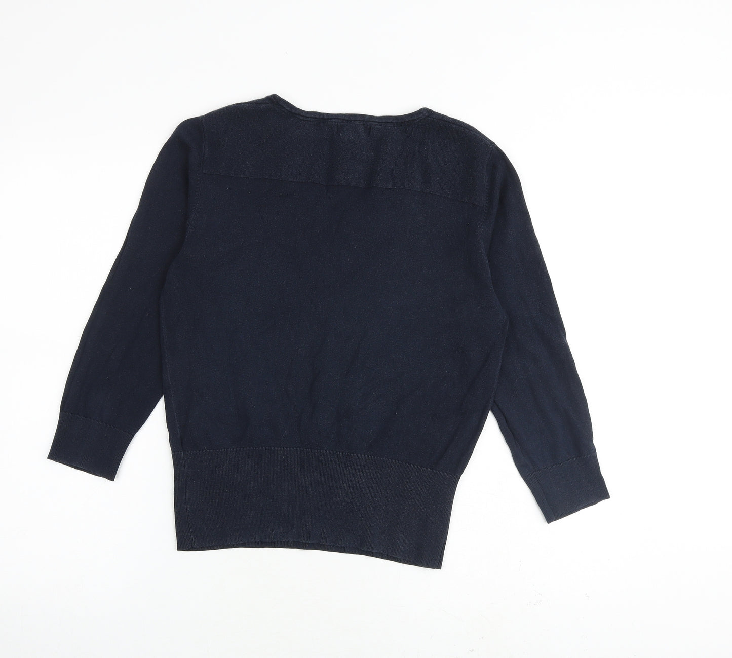 Monsoon Womens Blue V-Neck Cotton Pullover Jumper Size 12