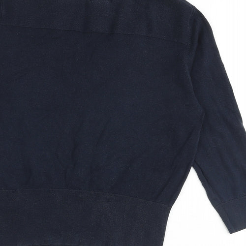 Monsoon Womens Blue V-Neck Cotton Pullover Jumper Size 12