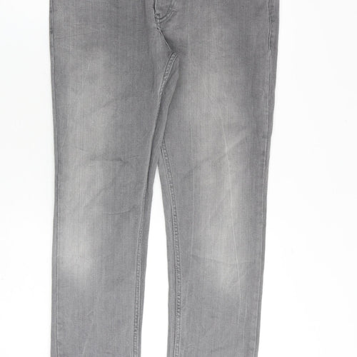 Crafted Mens Grey Cotton Skinny Jeans Size 32 in L30 in Regular Button