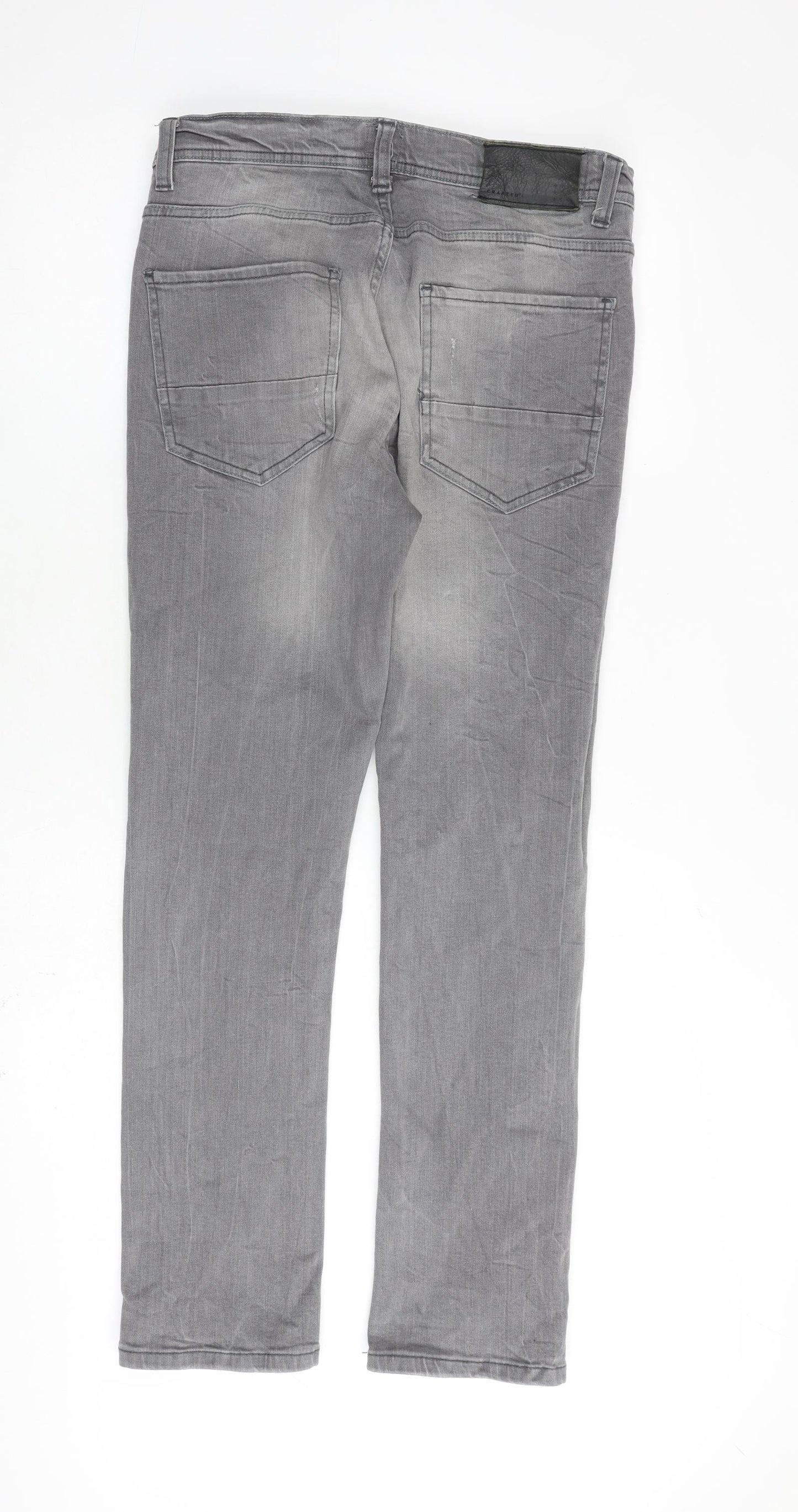 Crafted Mens Grey Cotton Skinny Jeans Size 32 in L30 in Regular Button