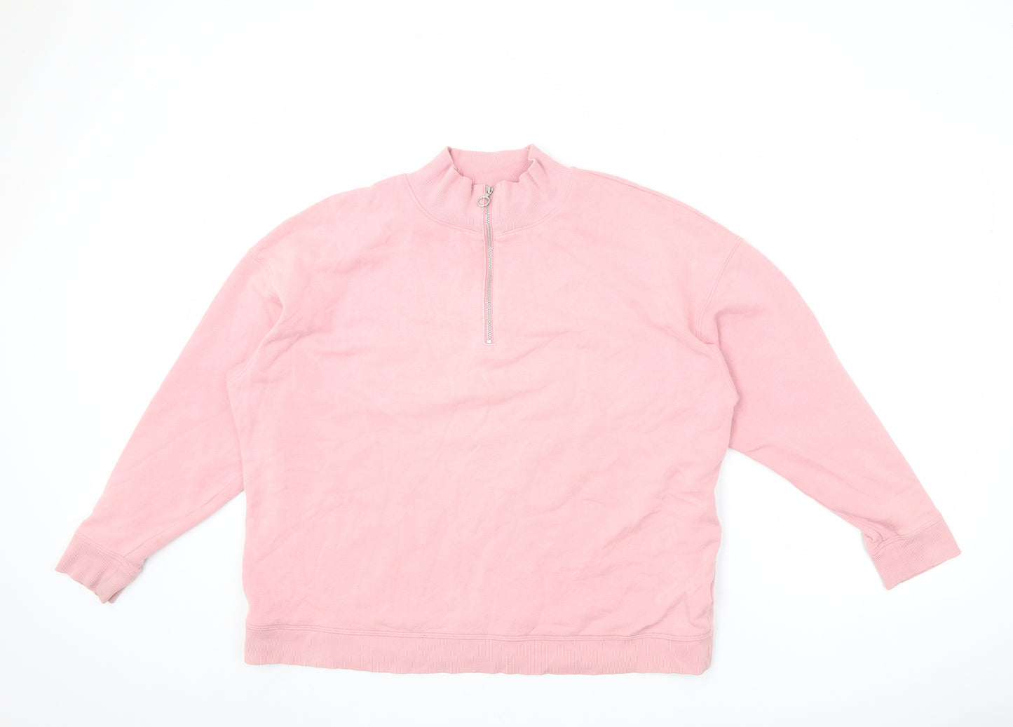 Marks and Spencer Womens Pink Cotton Pullover Sweatshirt Size 18 Zip