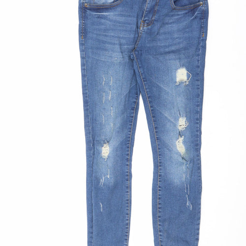Khaadi Mens Blue Cotton Skinny Jeans Size 30 in L28 in Slim Zip
