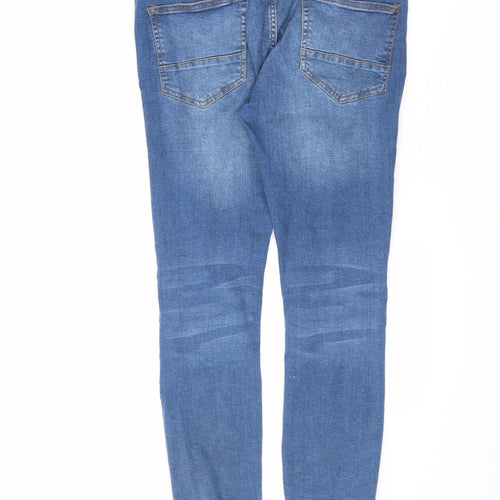 Khaadi Mens Blue Cotton Skinny Jeans Size 30 in L28 in Slim Zip