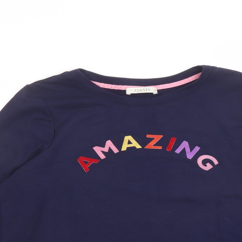 Oasis Womens Blue Viscose Pullover Sweatshirt Size M Pullover - Amazing