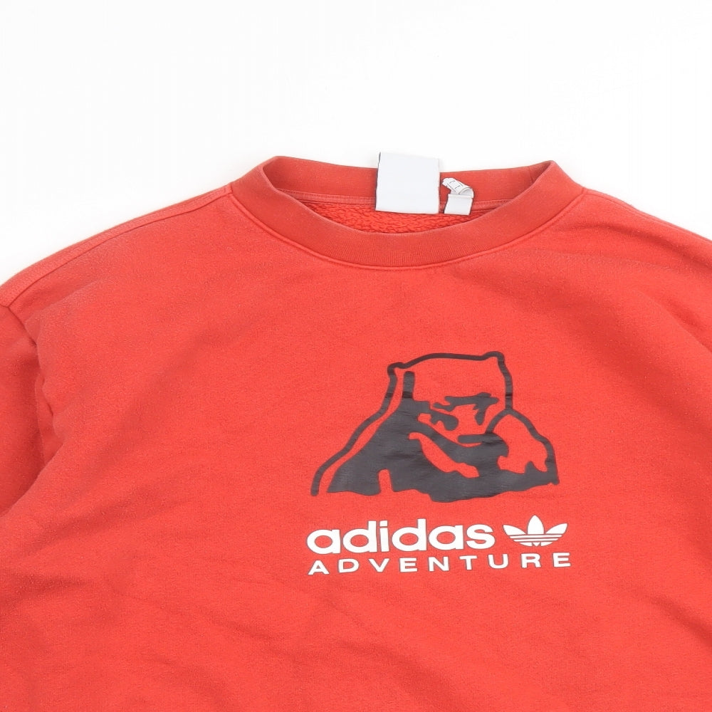 adidas Mens Red Cotton Pullover Sweatshirt Size L - Adidas Adventure Bear