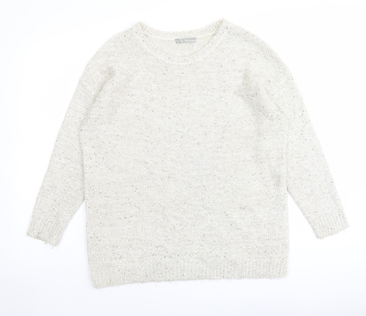 Marks and Spencer Womens Beige Round Neck Acrylic Pullover Jumper Size 10