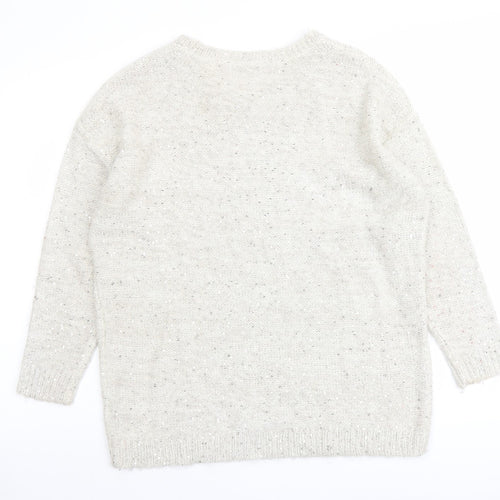 Marks and Spencer Womens Beige Round Neck Acrylic Pullover Jumper Size 10
