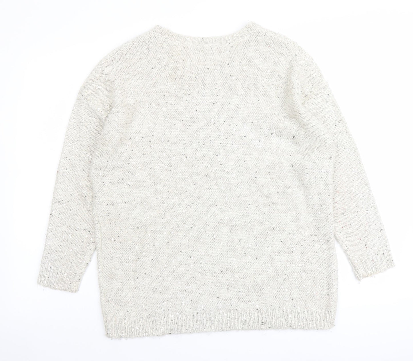 Marks and Spencer Womens Beige Round Neck Acrylic Pullover Jumper Size 10