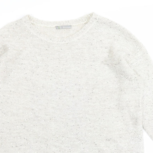 Marks and Spencer Womens Beige Round Neck Acrylic Pullover Jumper Size 10