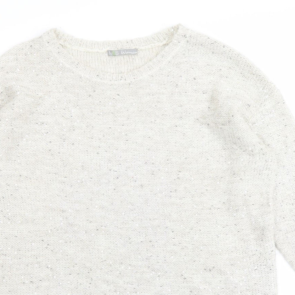 Marks and Spencer Womens Beige Round Neck Acrylic Pullover Jumper Size 10