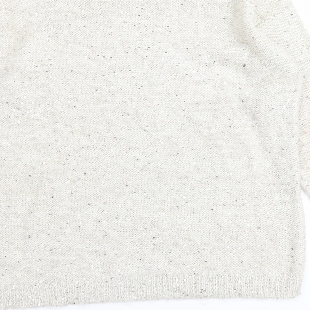 Marks and Spencer Womens Beige Round Neck Acrylic Pullover Jumper Size 10