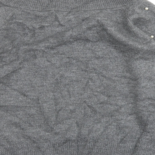 NEXT Womens Grey Boat Neck Acrylic Pullover Jumper Size 14 - Beaded