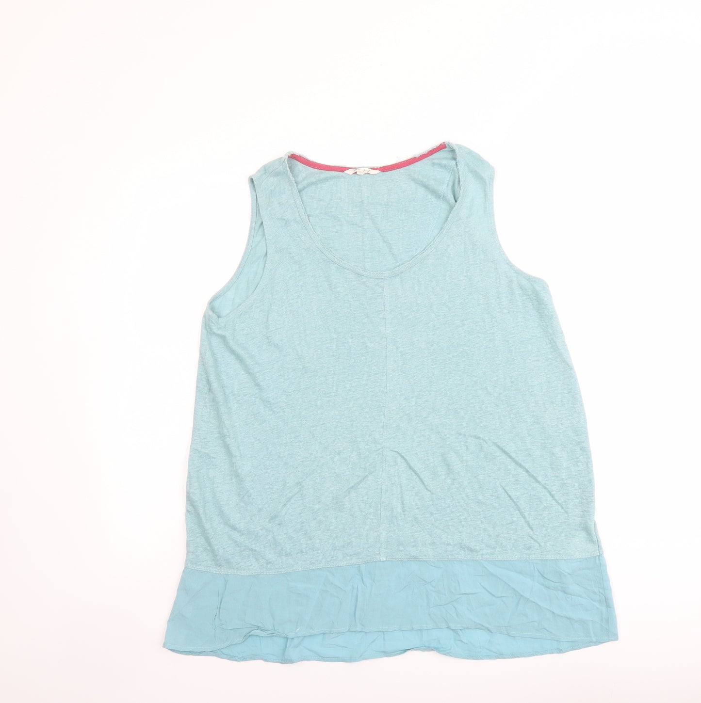 White Stuff Womens Blue Linen Basic Tank Size 16 Round Neck