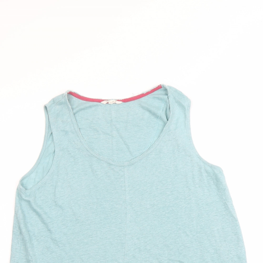 White Stuff Womens Blue Linen Basic Tank Size 16 Round Neck