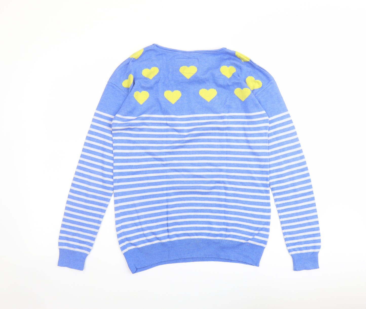 Superdry Womens Blue Round Neck Striped Acrylic Pullover Jumper Size M