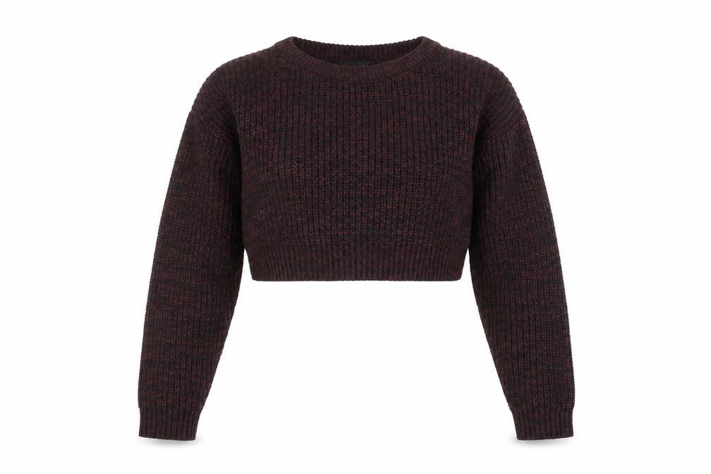 Front view of New Look girls’ red round neck acrylic jumper, size 12-13, years pullover - cropped