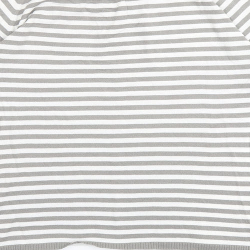 Olsen Womens Grey Round Neck Striped Viscose Pullover Jumper Size 18