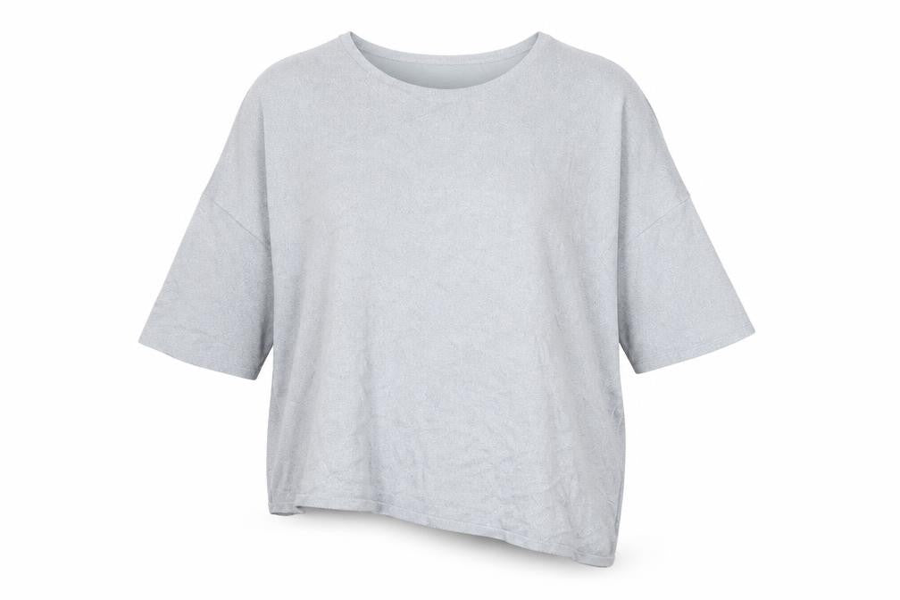 Front view of Phase Eight women’s blue round neck viscose jumper, size M