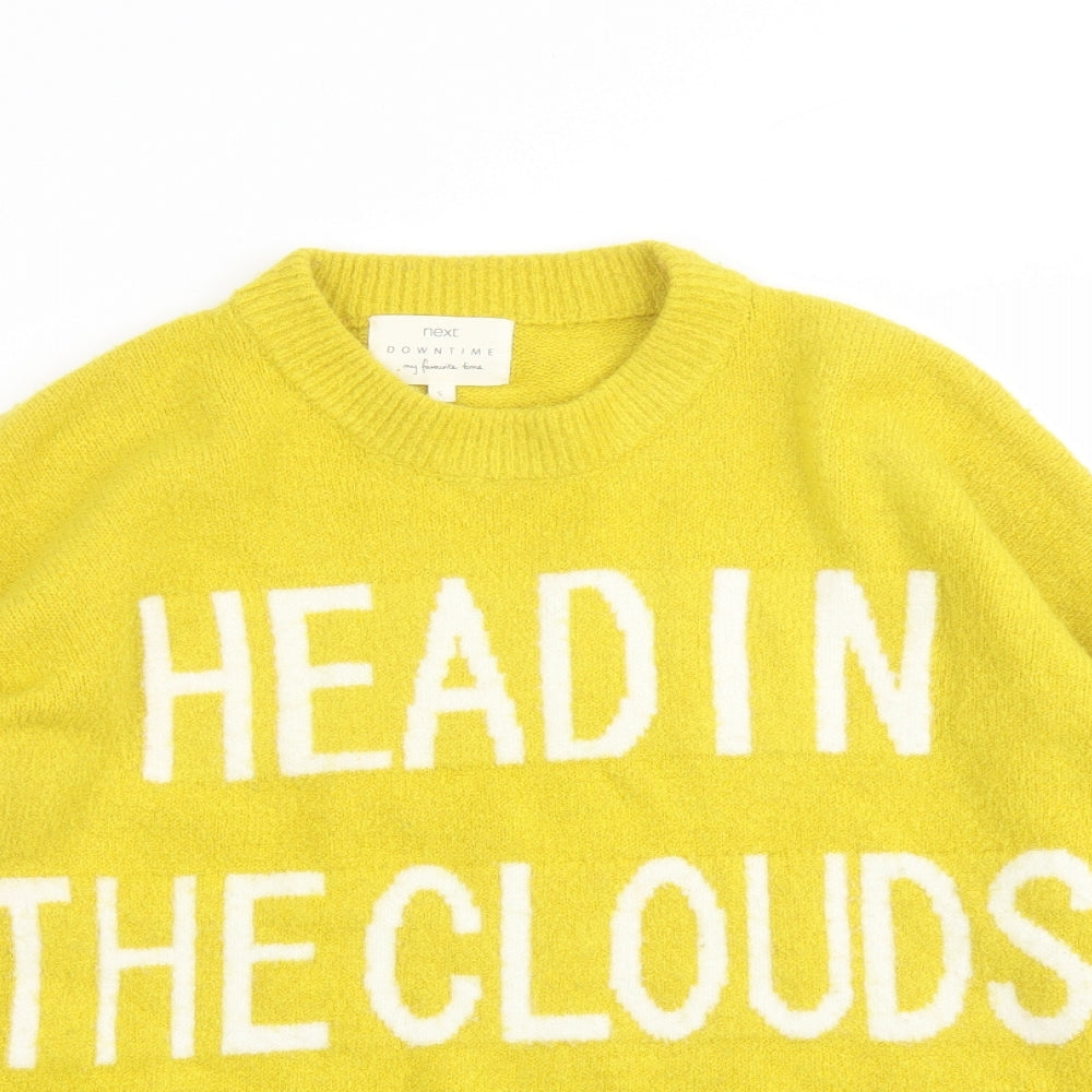 NEXT Womens Yellow Round Neck Acrylic Pullover Jumper Size S - Head In The Clouds