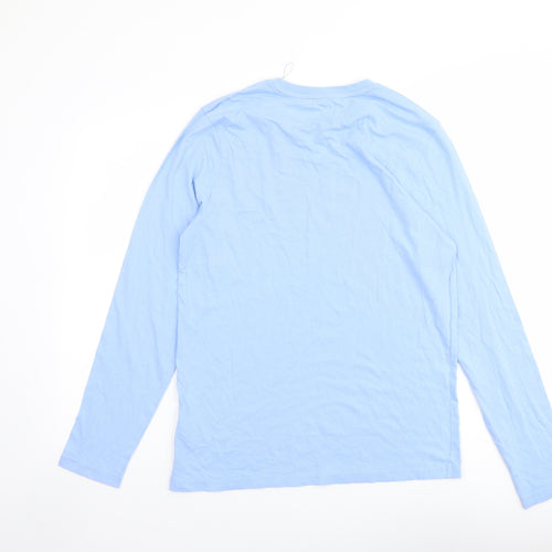 Marks and Spencer Mens Blue Cotton T-Shirt Size S Round Neck