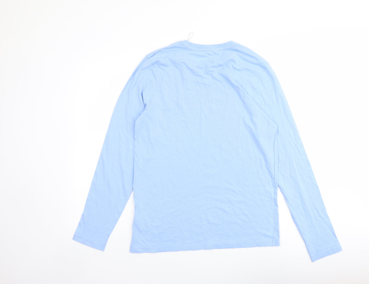 Marks and Spencer Mens Blue Cotton T-Shirt Size S Round Neck