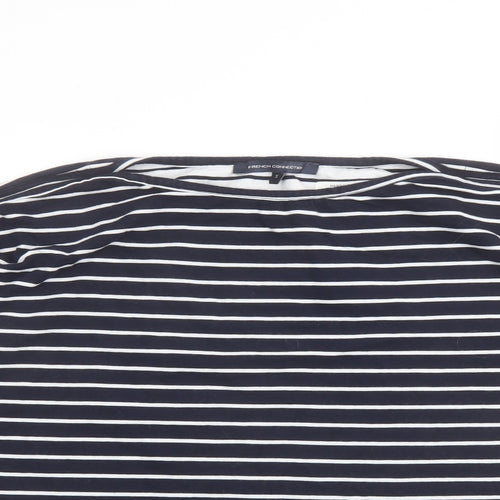 French Connection Womens Blue Striped Cotton Basic T-Shirt Size S Round Neck