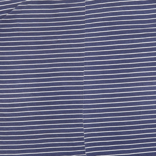 QED London Womens Blue Striped Viscose Basic Blouse Size M Round Neck