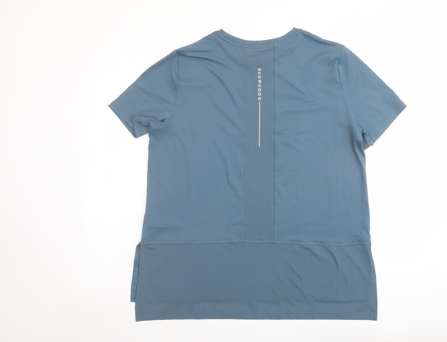 GOOD MOVE Womens Blue Polyester Basic T-Shirt Size 14 Round Neck Pullover