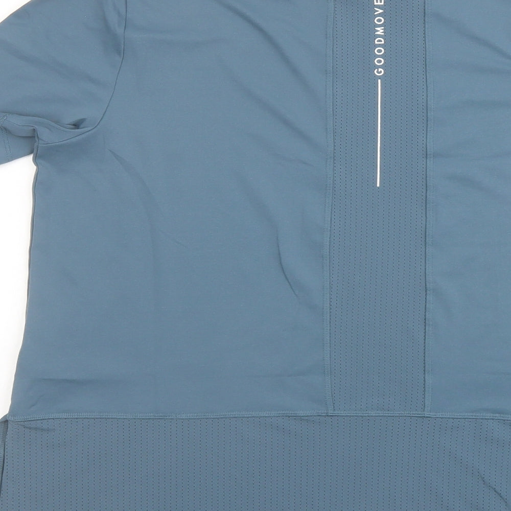 GOOD MOVE Womens Blue Polyester Basic T-Shirt Size 14 Round Neck Pullover