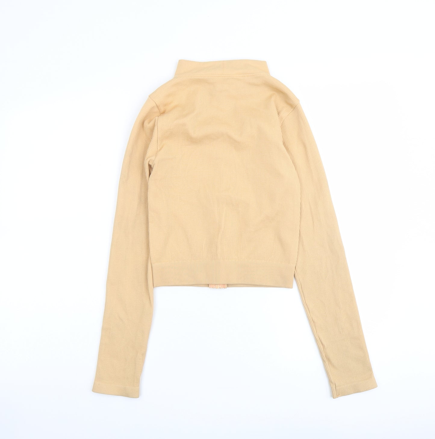 PRETTYLITTLETHING Womens Beige Polyamide Full Zip Sweatshirt Size M Zip