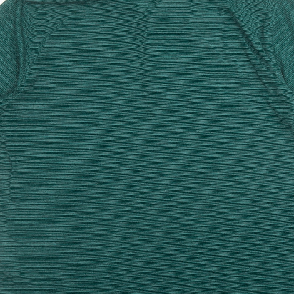 Rohan Mens Green Striped Polyester Polo Size L Collared Button