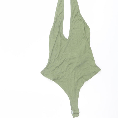 ASOS Womens Green Viscose Bodysuit One-Piece Size 4 Snap