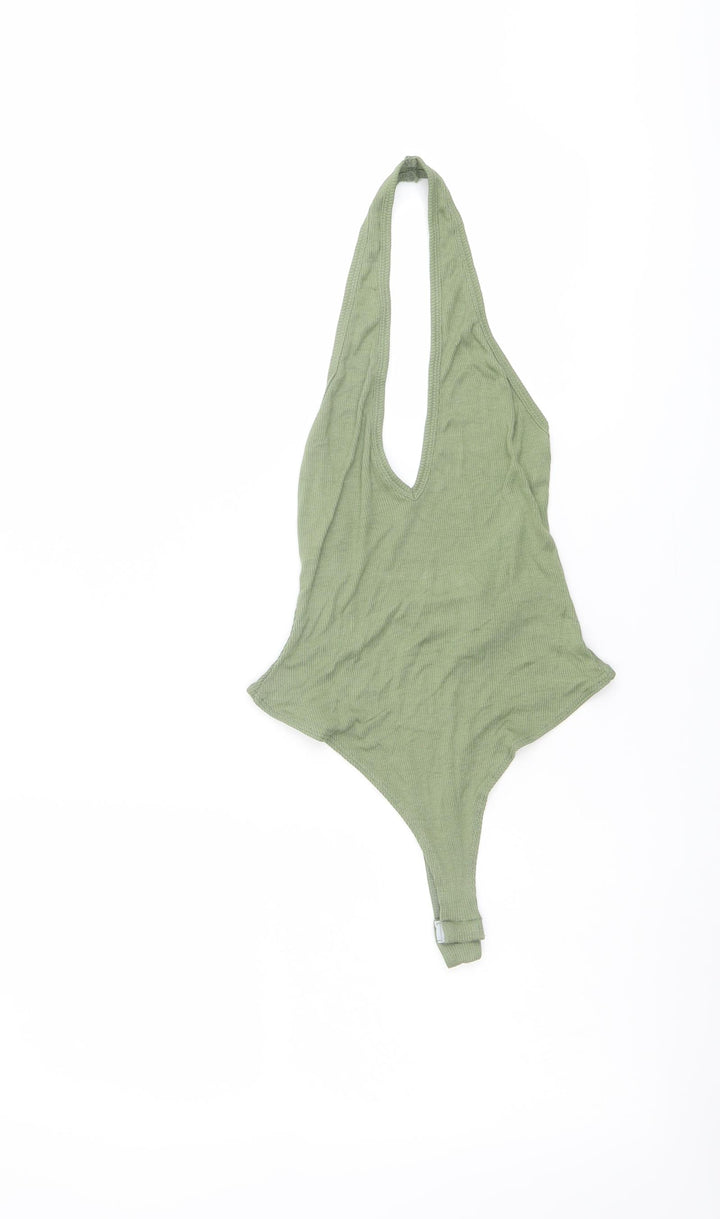 ASOS Womens Green Viscose Bodysuit One-Piece Size 4 Snap
