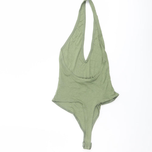 ASOS Womens Green Viscose Bodysuit One-Piece Size 4 Snap