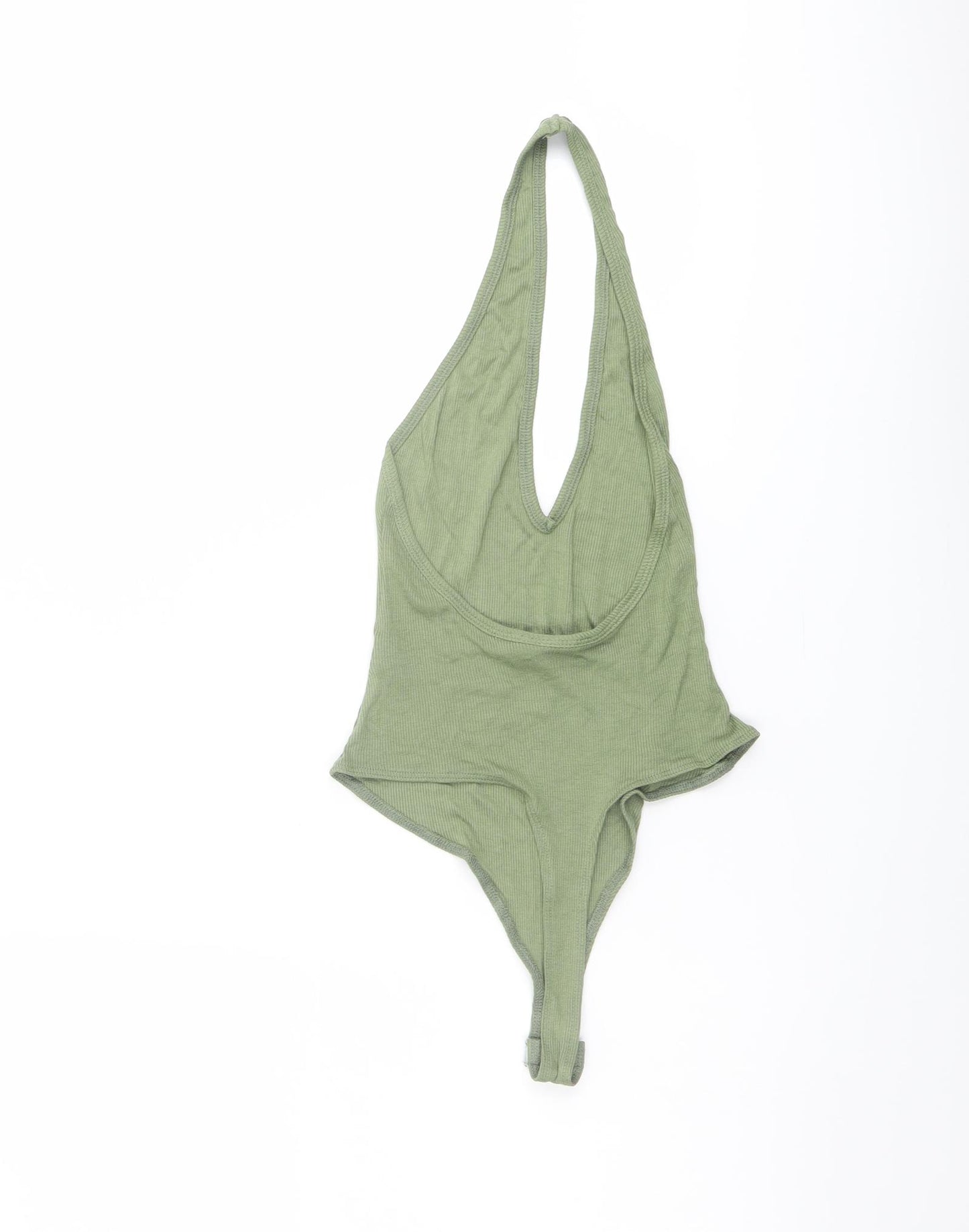 ASOS Womens Green Viscose Bodysuit One-Piece Size 4 Snap