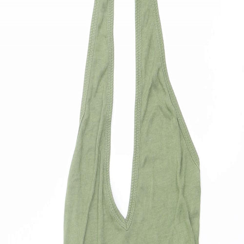 ASOS Womens Green Viscose Bodysuit One-Piece Size 4 Snap