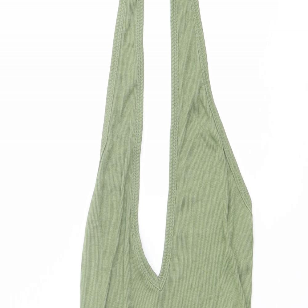 ASOS Womens Green Viscose Bodysuit One-Piece Size 4 Snap