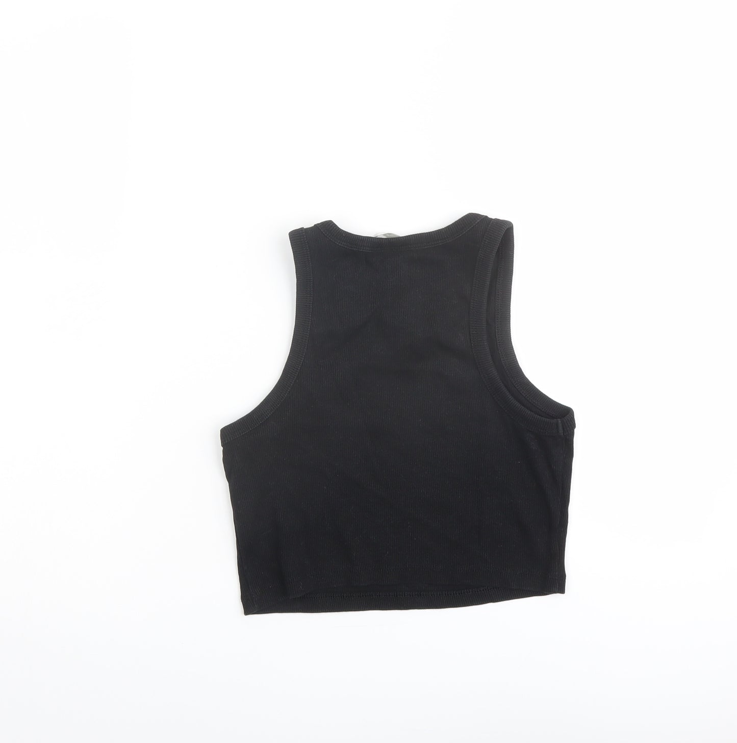 H&M Womens Black Cotton Cropped Tank Size S Henley