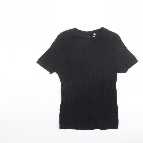 ASOS Womens Black Cotton Basic T-Shirt Size 6 Round Neck