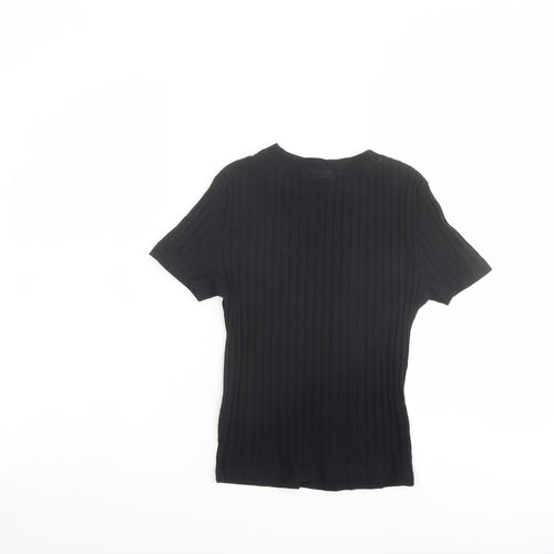 ASOS Womens Black Cotton Basic T-Shirt Size 6 Round Neck