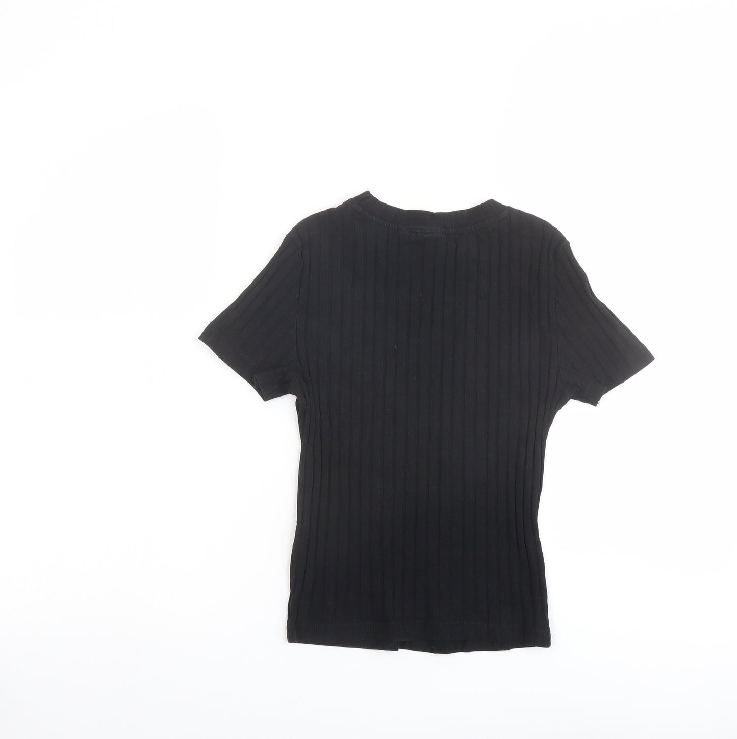 ASOS Womens Black Cotton Basic T-Shirt Size 6 Round Neck