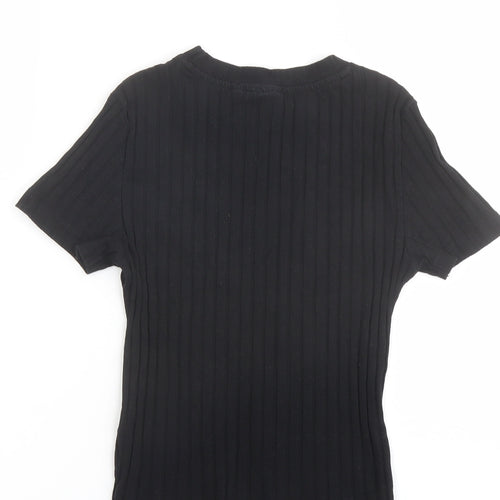 ASOS Womens Black Cotton Basic T-Shirt Size 6 Round Neck