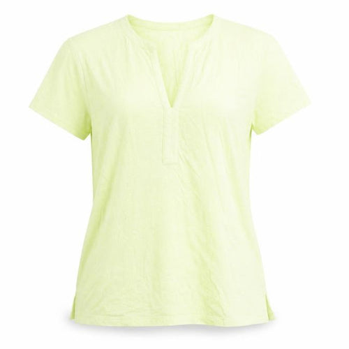 Liz Claiborne Womens Green Floral Cotton Basic T-Shirt Size L V-Neck